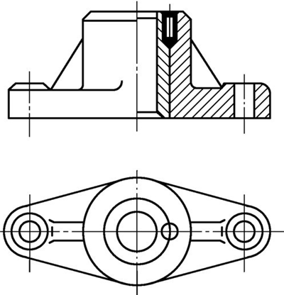 图1-26钣金加工件半剖视图